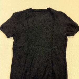 Black Fuzzy Short Sleeve Top